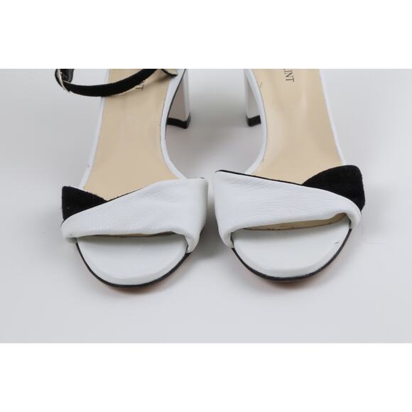 SARAH FLINT Handmade Black White Suede Leather Block Ankle Strap Sandals Size 39 - Picture 6 of 16